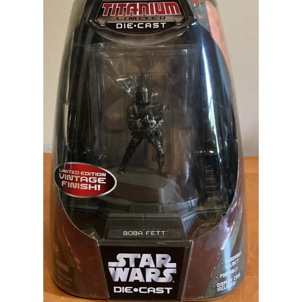 Boba Fett 2005 STAR WARS Titanium Series Die Cast MIB Vintage Finishâ